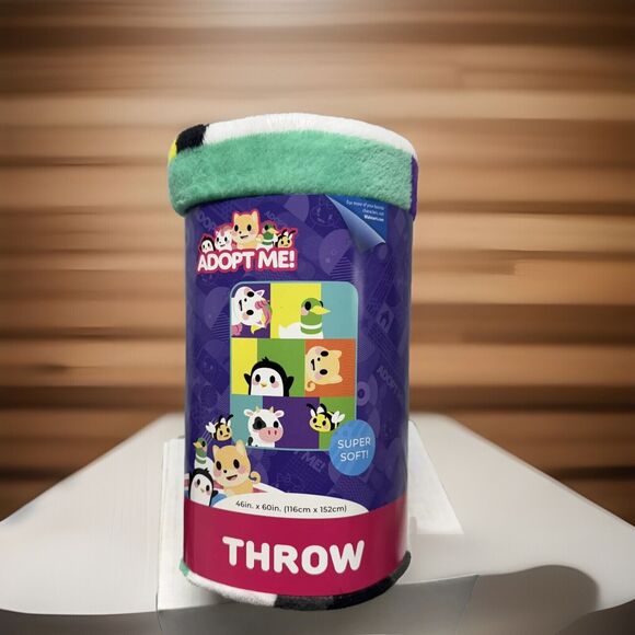 Adopt Me! Animal Throw Blanket 46" X 60" Unicorn Duck Cat Penguin Cow Bee Soft - Picture 1 of 4